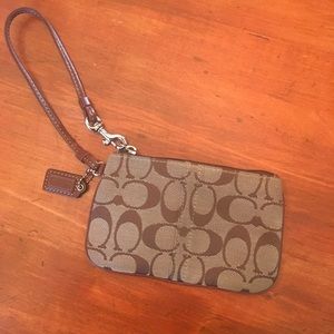 Brown Khaki Coach Wristlet